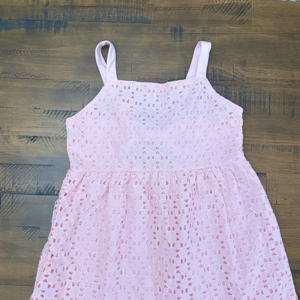 Laura Ashley Kids Pink Eyelet Tiered Bow Back Sundress Large (10-12)‎ NEW